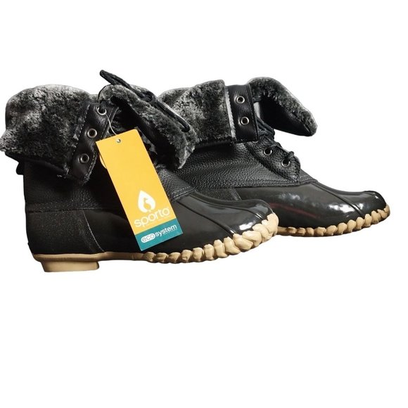 Sporto Shoes - NWT Sporto DAPHNE Duck Boots Faux Fur Lined Black Waterproof Women's Sz 8M
